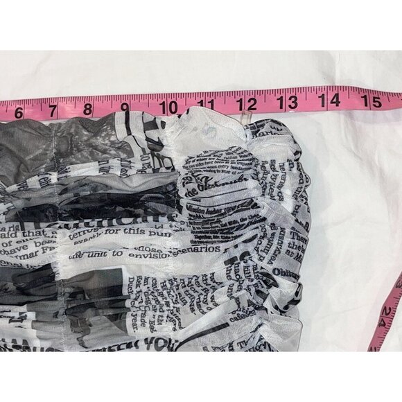 Princess Polly Black & White Ruched Tube Newspaper Print Women's Top Size 4 - Picture 5 of 7